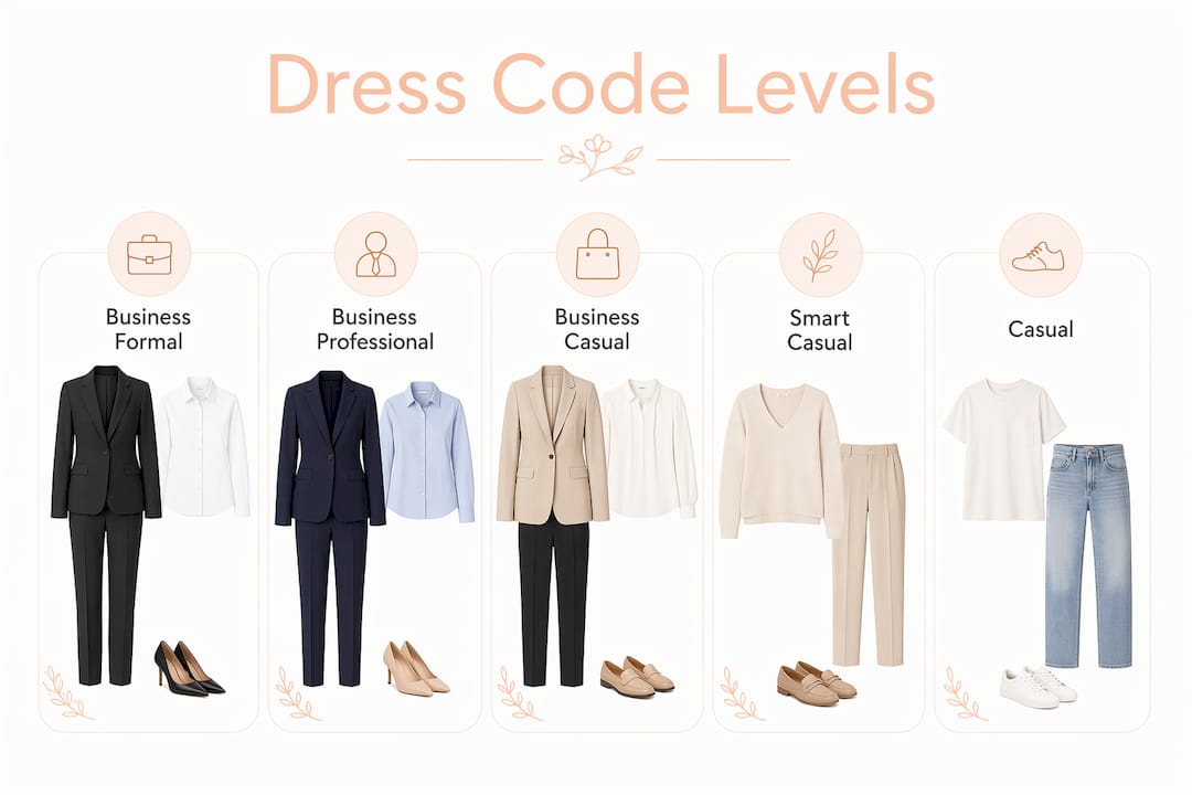 Hierarchy infographic of women's dress codes