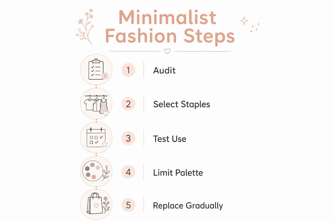 Infographic showing 5 steps to minimalist fashion