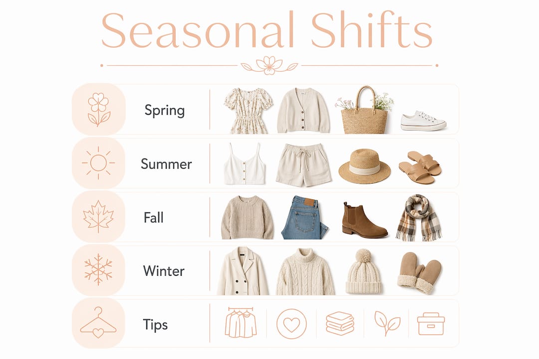 Infographic showing seasonal wardrobe strategies