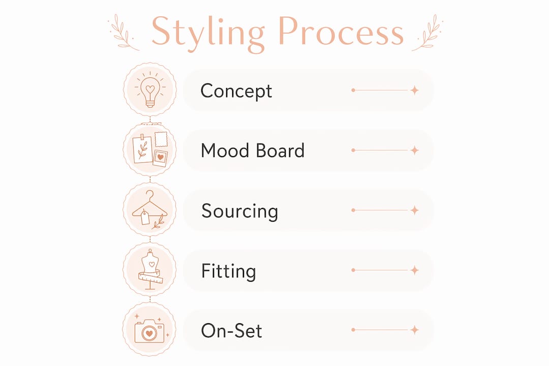 Infographic showing editorial styling steps