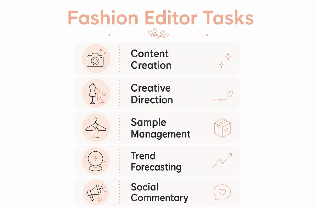 Infographic illustrating main fashion editor responsibilities