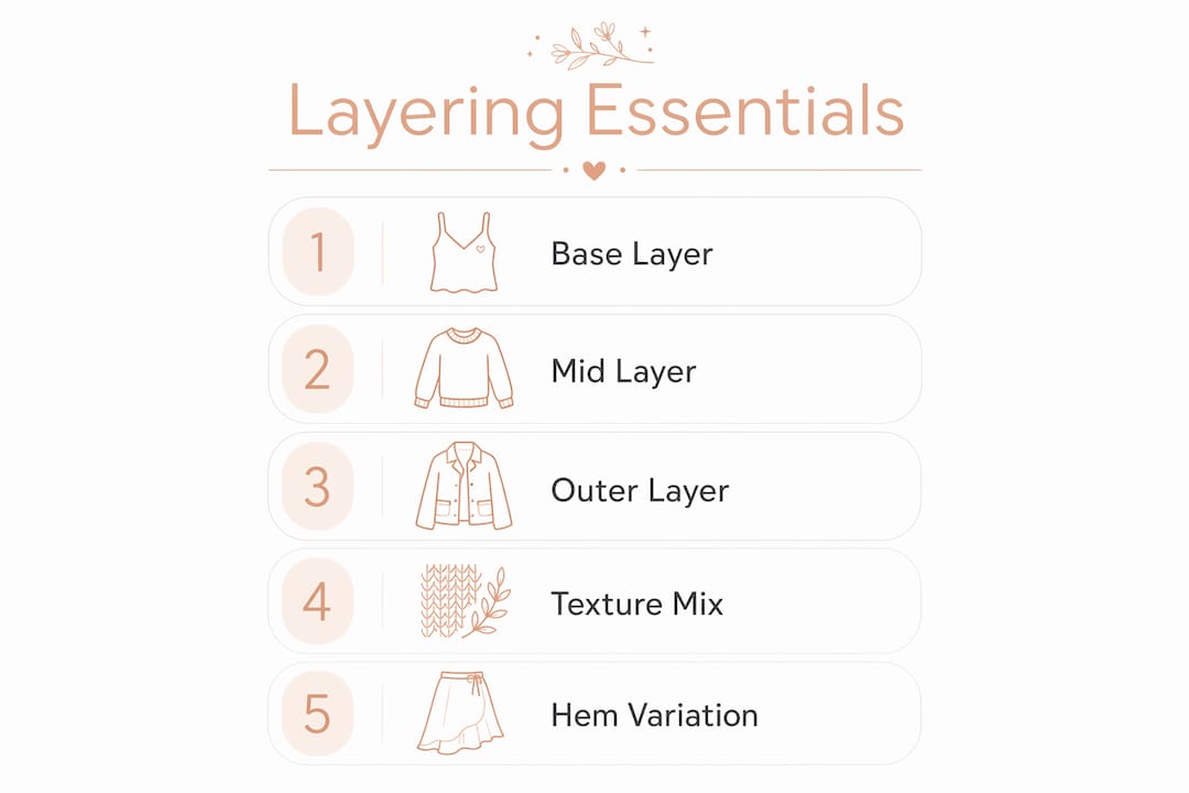 Infographic outlining fashion layering steps