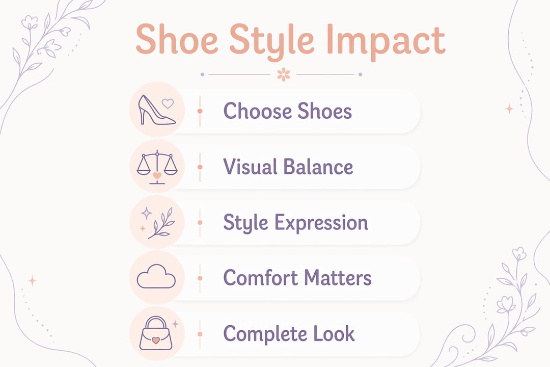Infographic illustrating steps shoes impact outfits