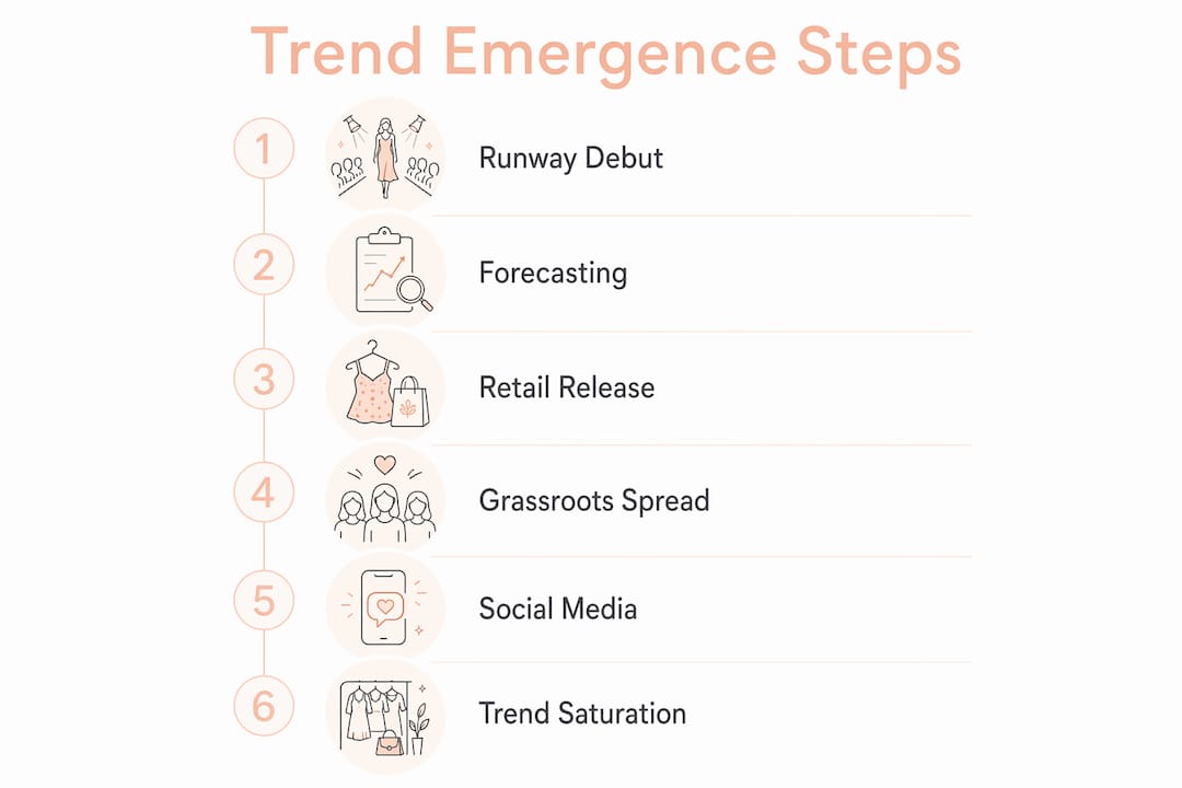 Infographic illustrating fashion trend emergence stages