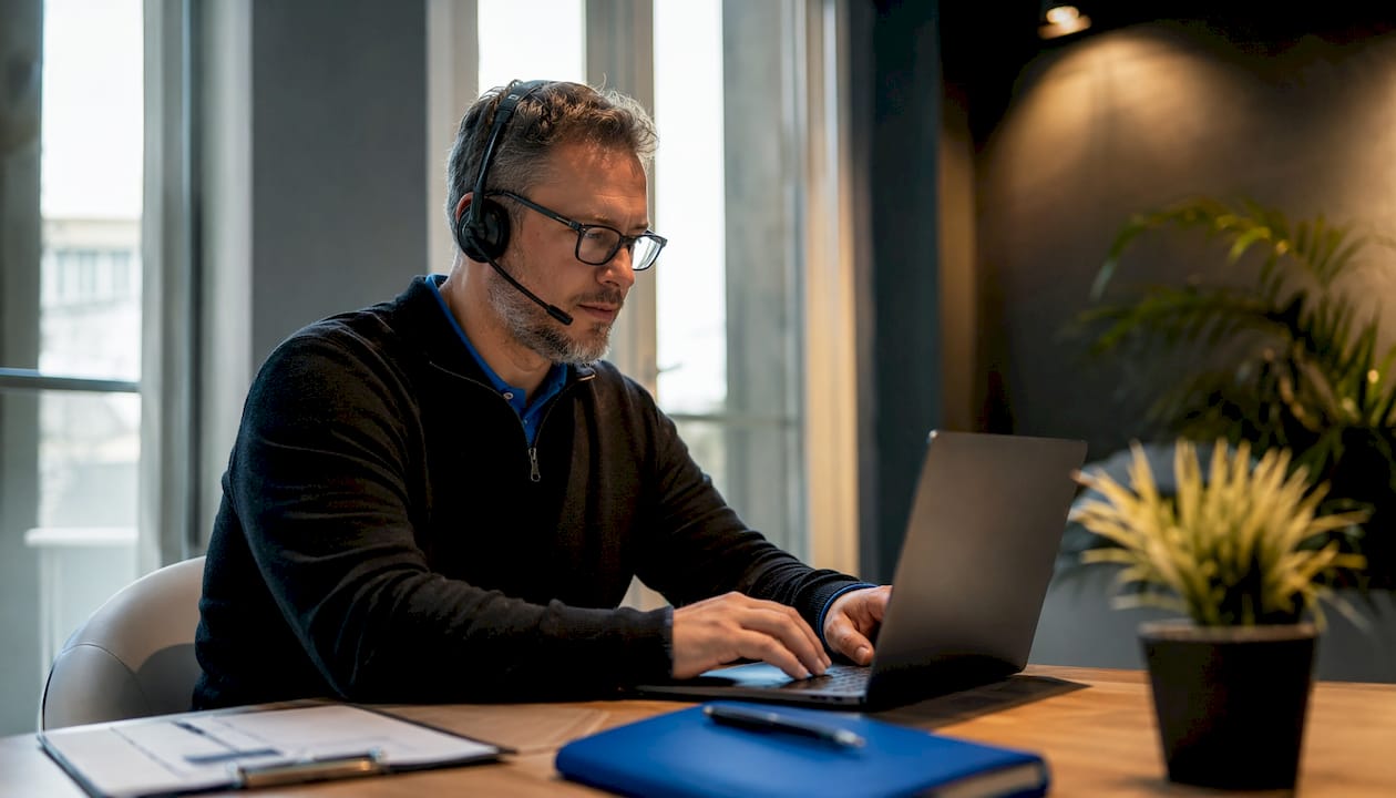 Ein IT-Mitarbeiter leistet technische Unterstützung im Serverraum.