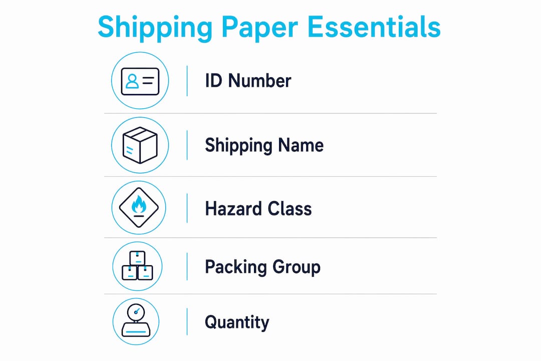 Infographic showing key hazmat shipping paper elements