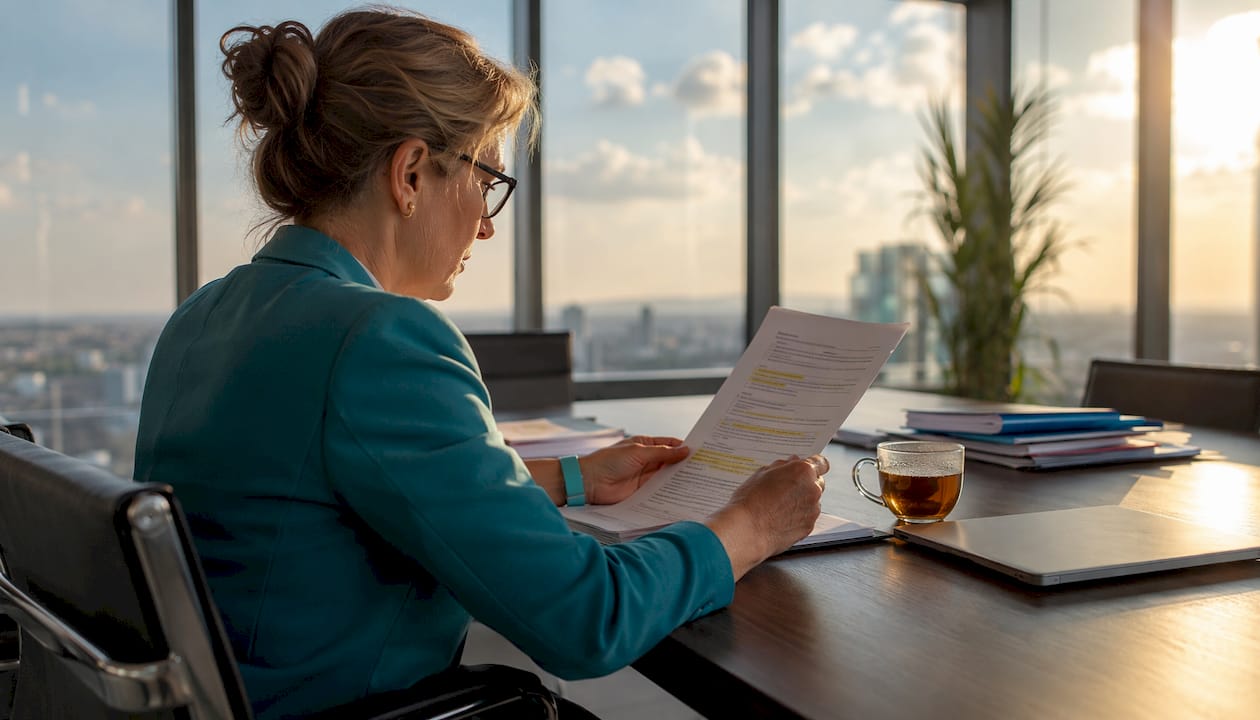 Compliance officer reviewing EU chemical documents