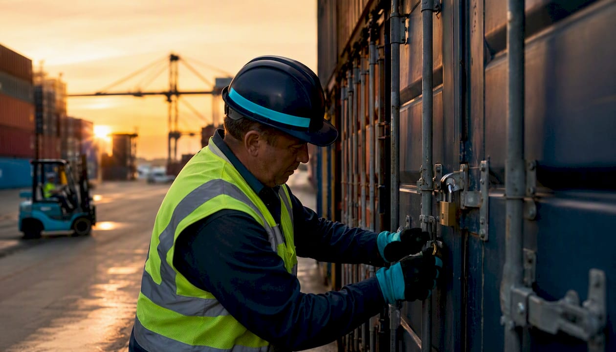 Worker sealing chemical container lock