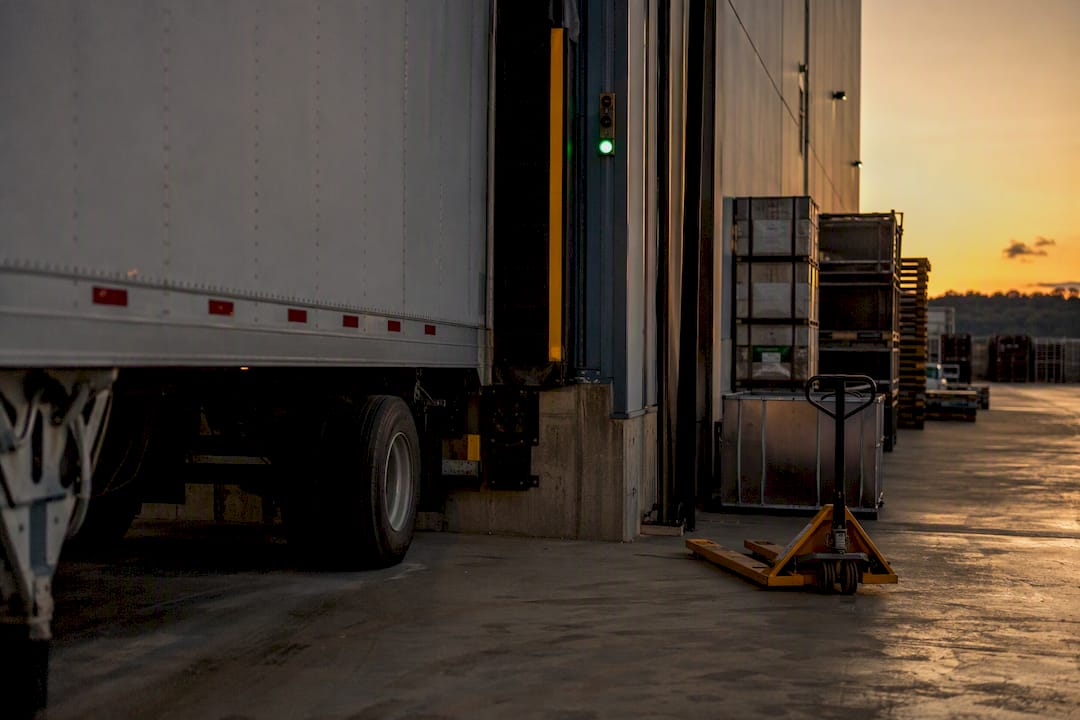 FedEx linehaul trailer at loading dock