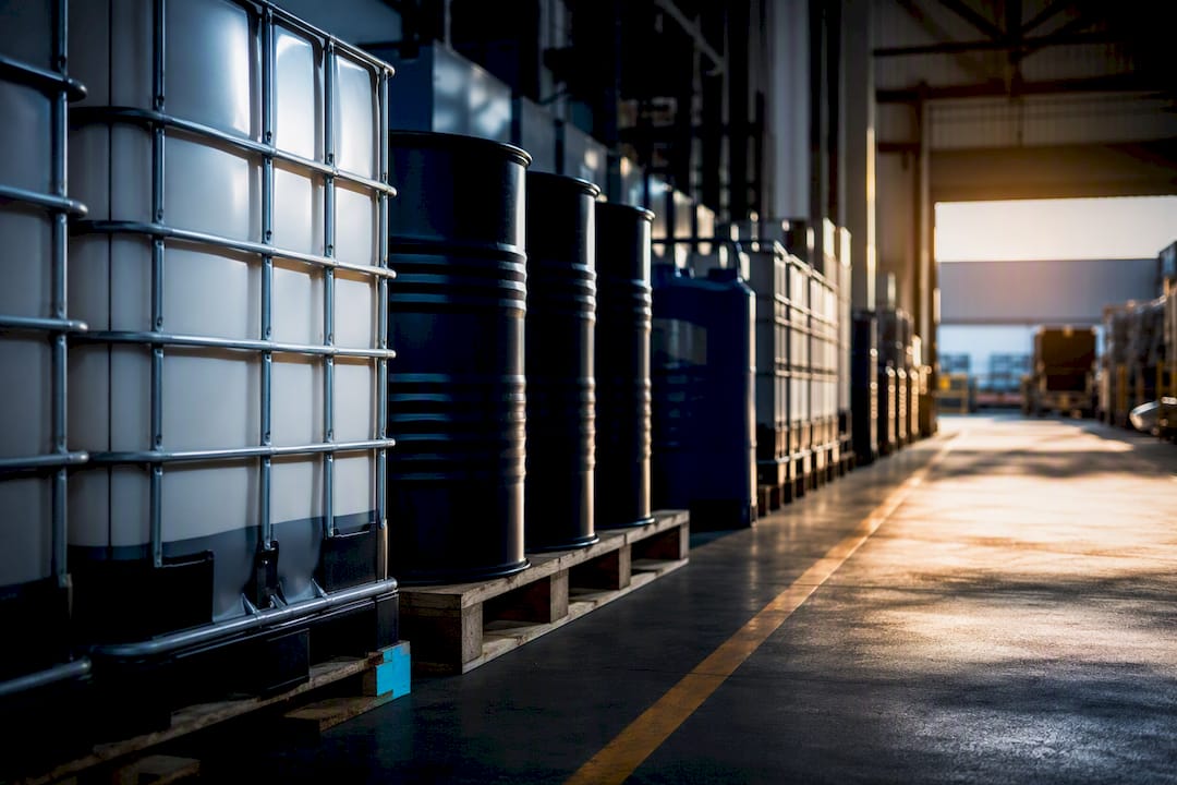 Anonymous chemical containers in industrial storage