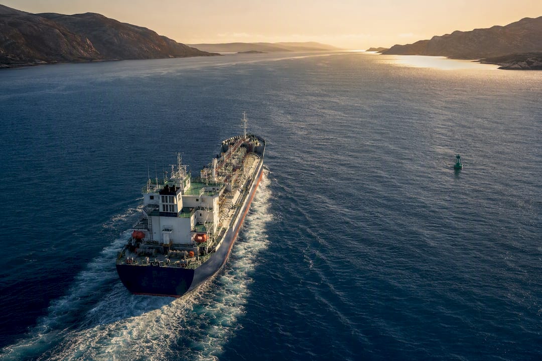 Anonymous tanker navigating a maritime route
