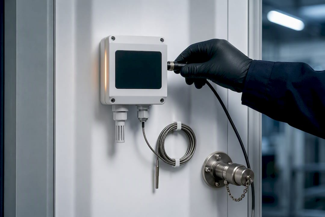 Sensor monitoring a chemical storage container
