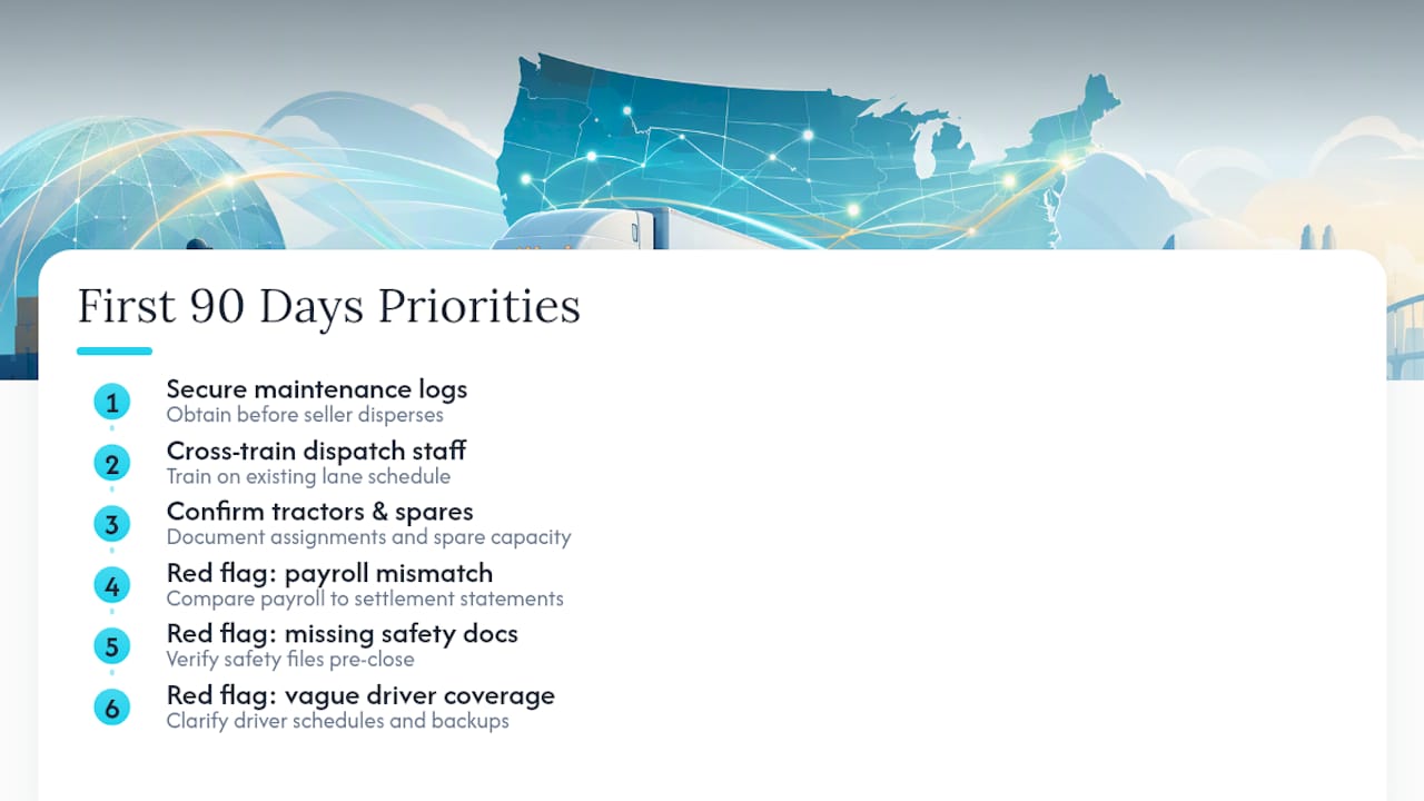 First 90 days linehaul transition priorities