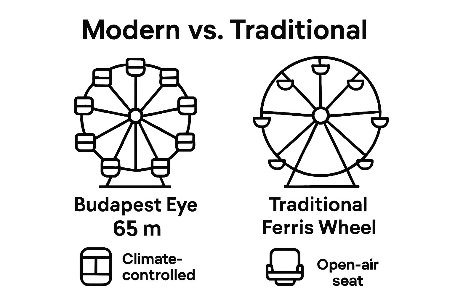 Budapest Eye vs traditional Ferris wheel infographic