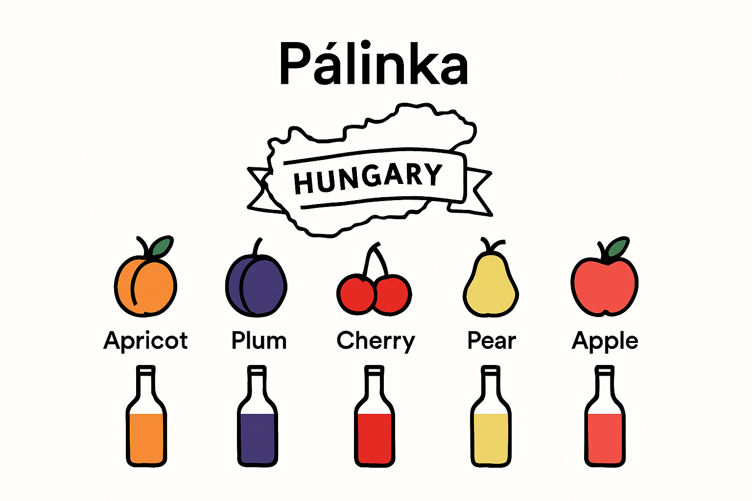 Visual chart comparing major palinka fruit varieties
