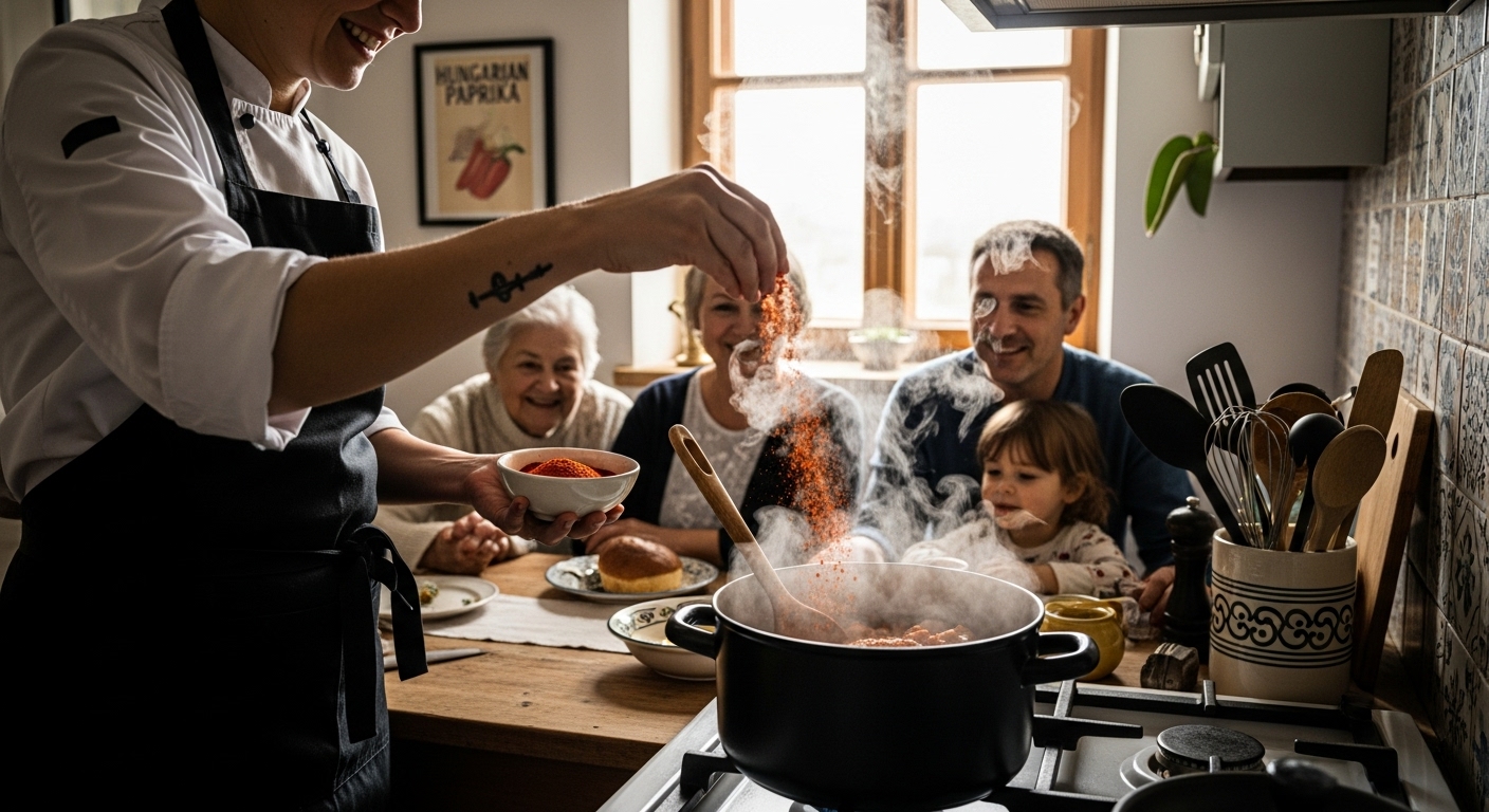 Hungarian paprika cooking