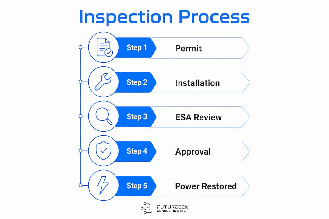 Infographic showing Ontario electrical upgrade inspection steps