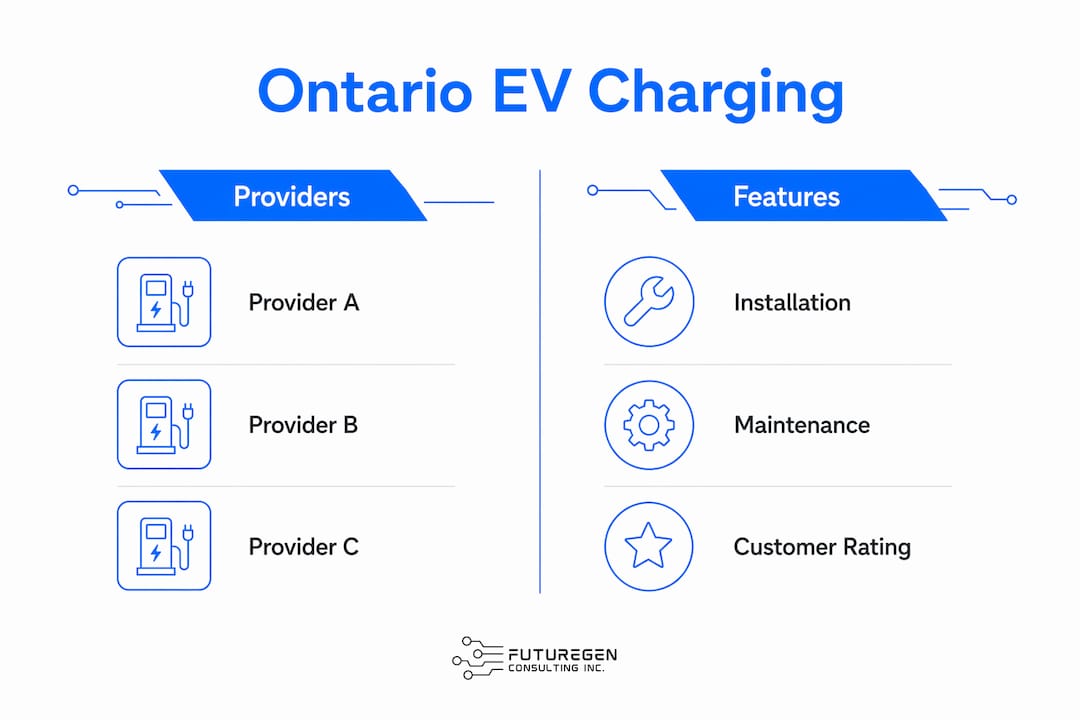 Infographic comparing Ontario EV charging providers