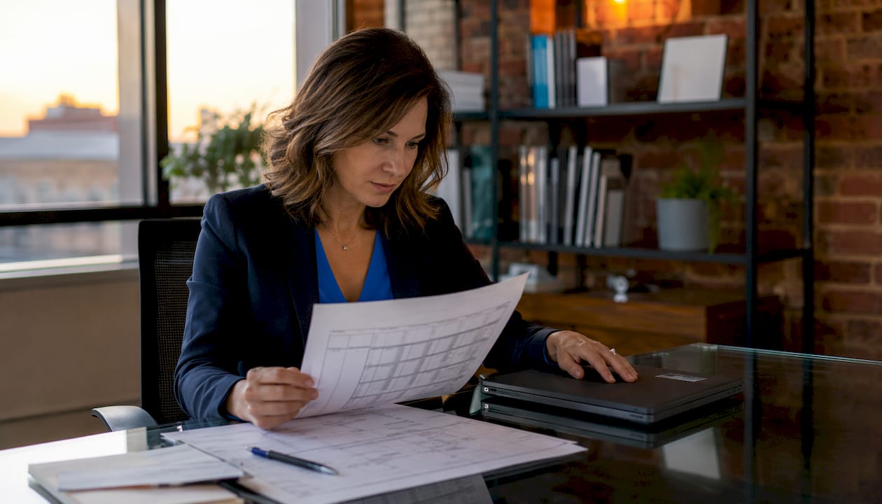 Consultant reviewing commercial load documents