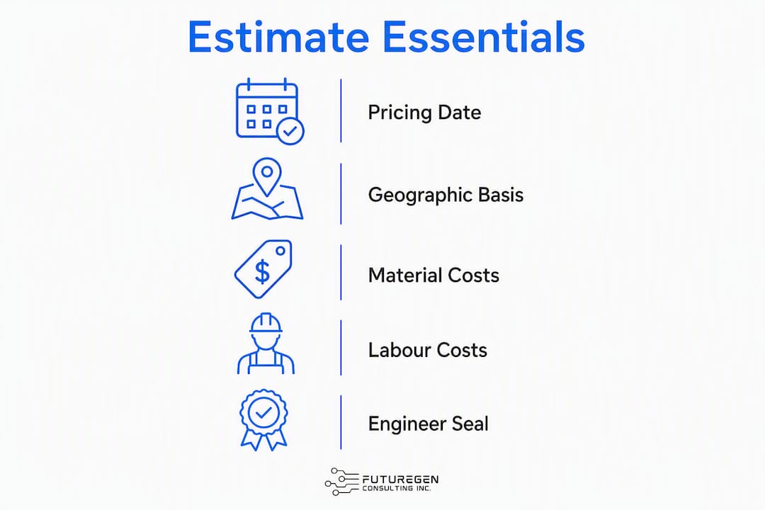 Infographic showing key components of permit-ready estimate