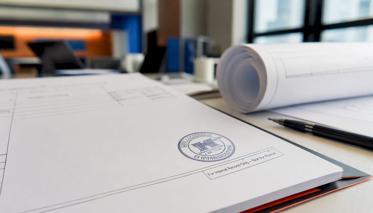 Engineering document with seal and scope notes