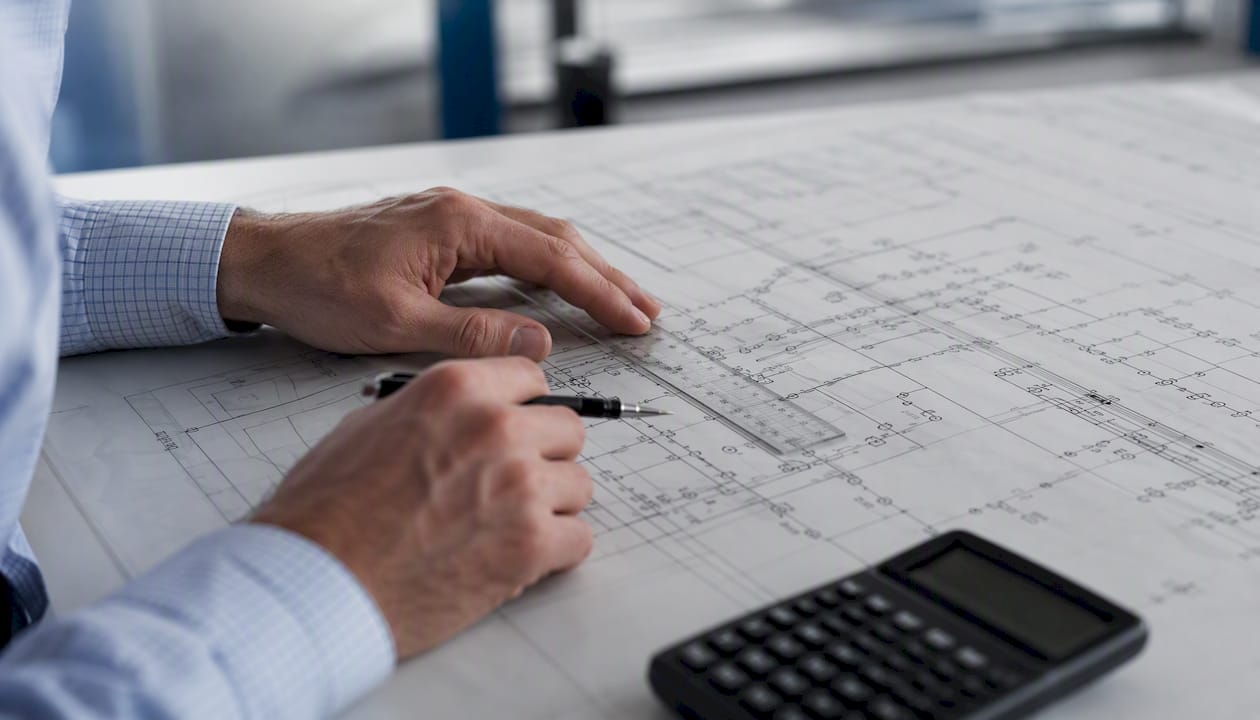 Engineer drafting one-line electrical diagram