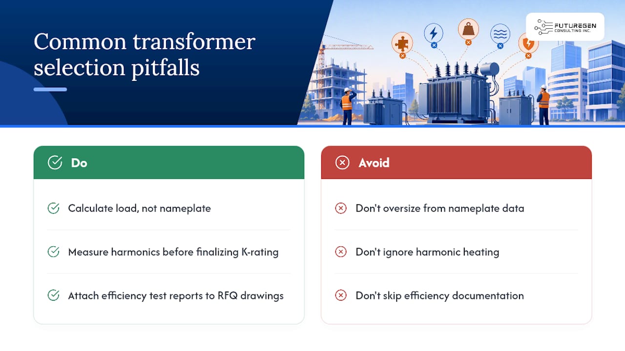 Diagram showing common transformer selection errors