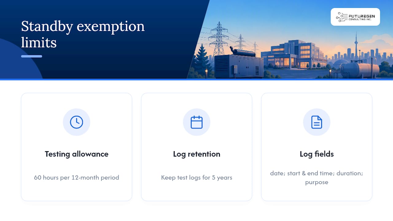 Generator testing limits and log retention timeline