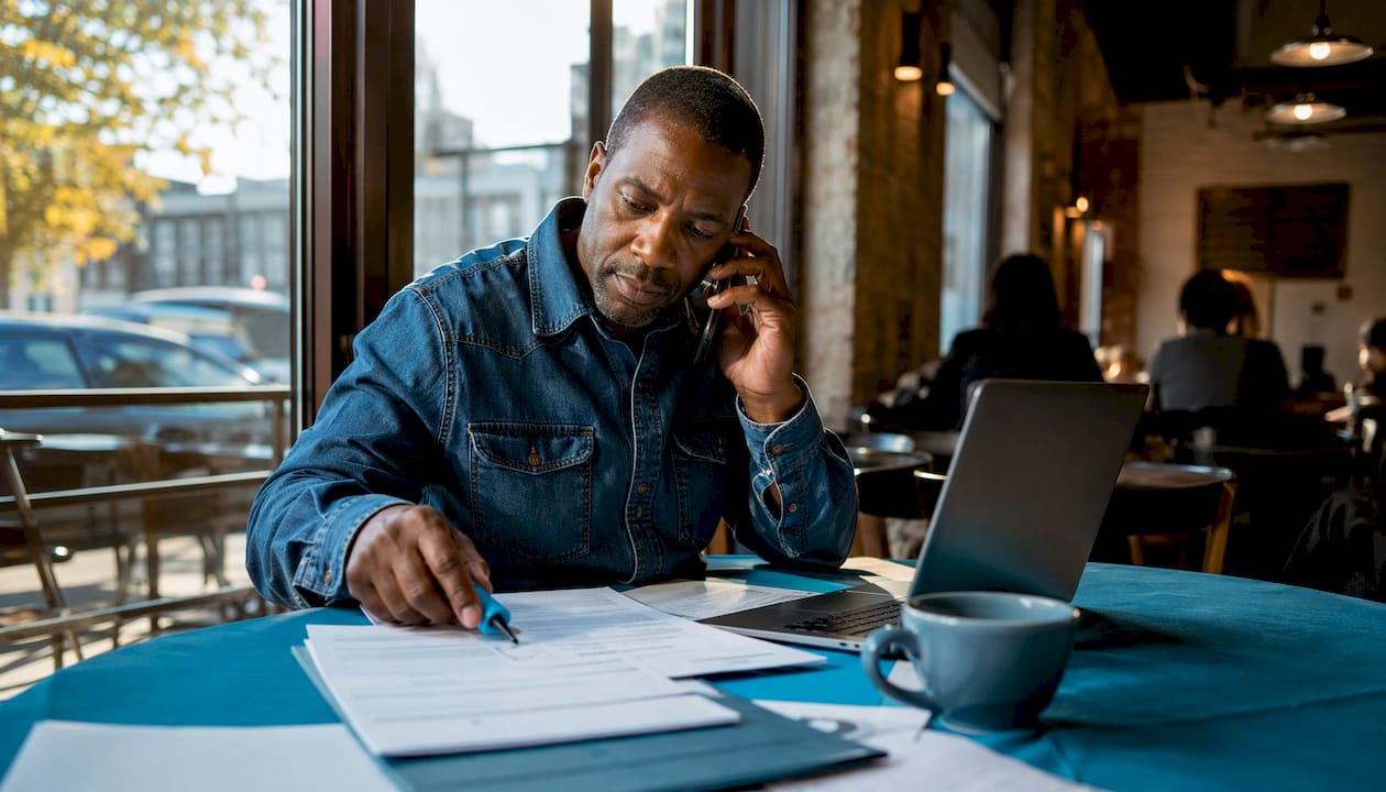 Man verifying income documents for mortgage