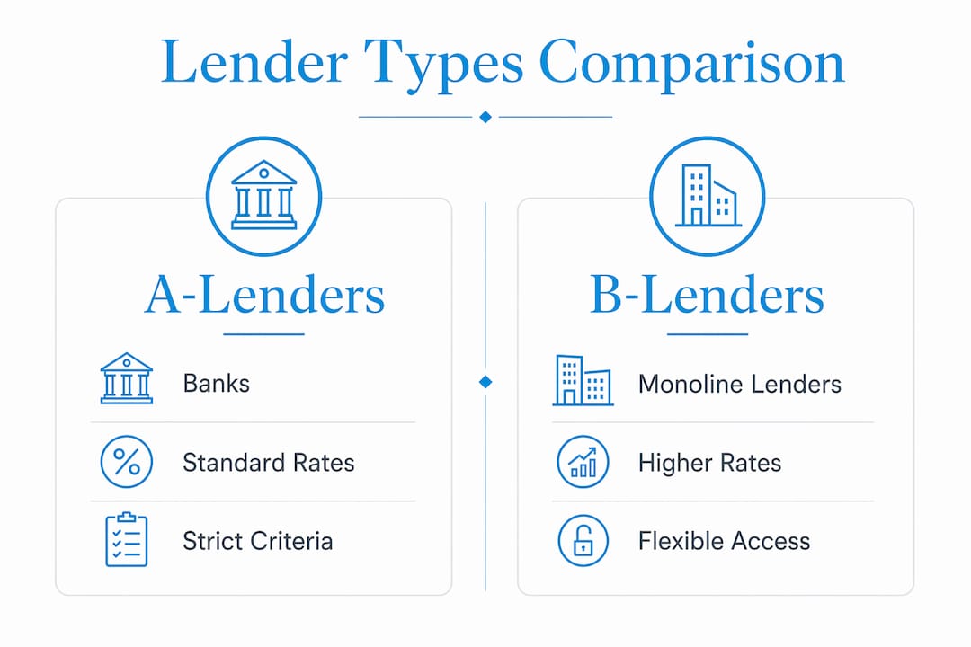 Comparison chart of Canadian mortgage lender types