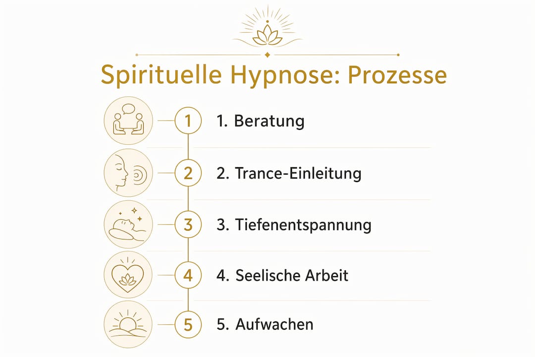 Übersichtliche Infografik: Schritt-für-Schritt-Anleitung zur spirituellen Hypnose