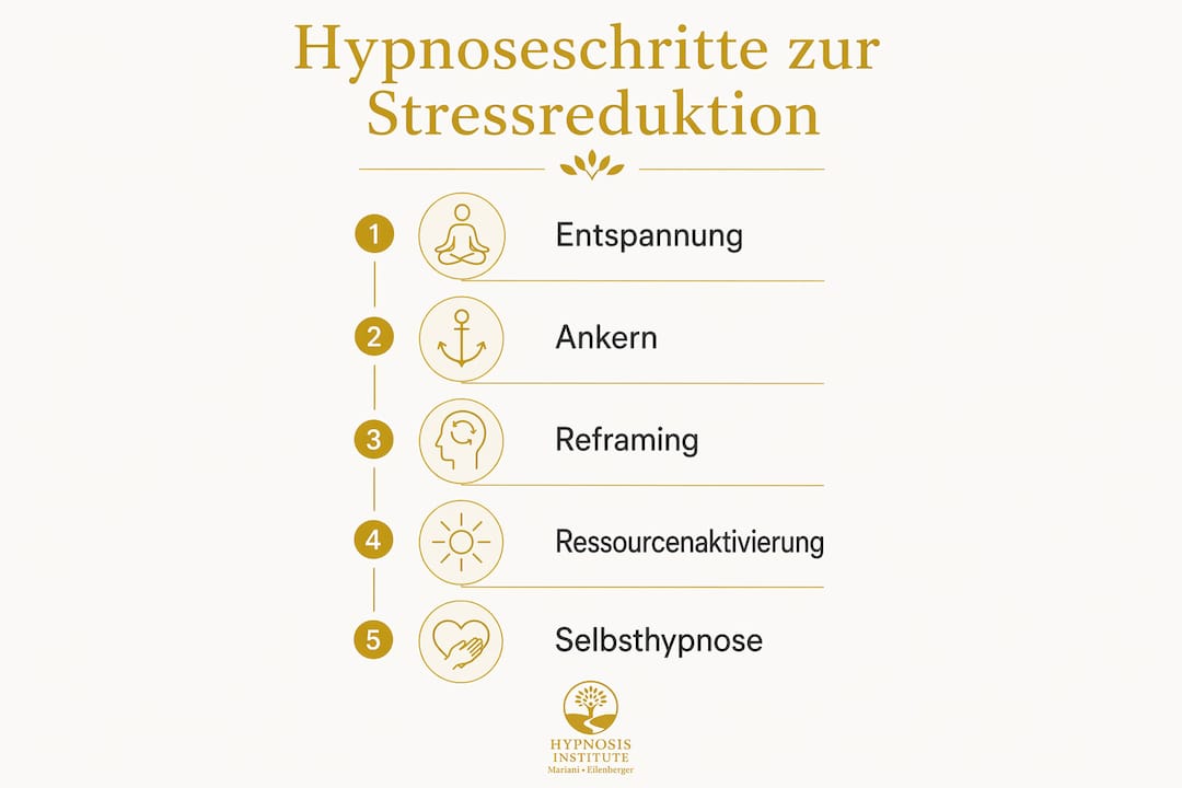 Schritt-für-Schritt-Anleitung: So hilft Hypnose effektiv bei Stressbewältigung (als Infografik)