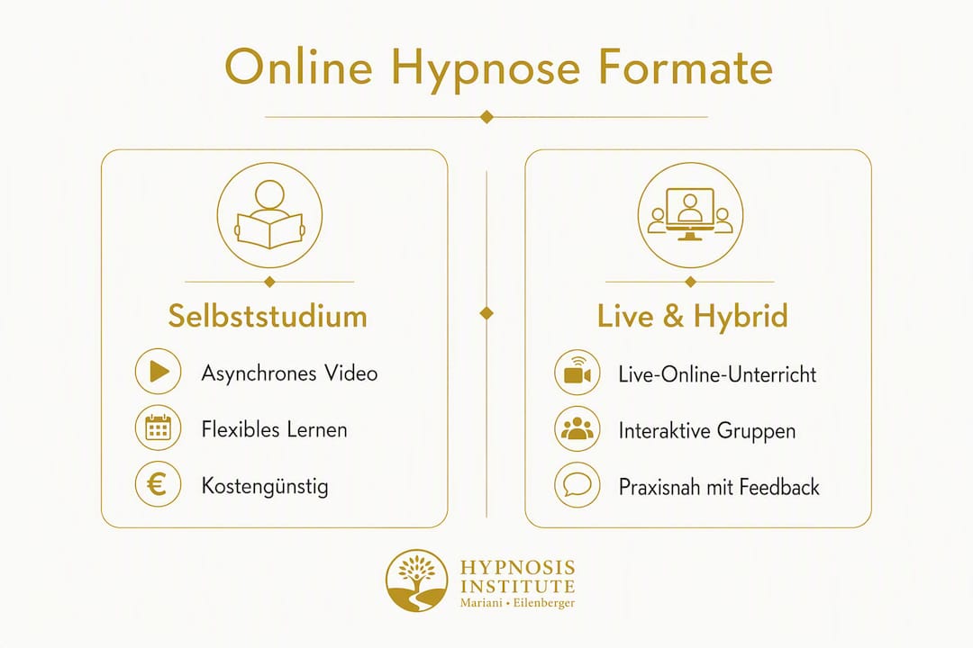 Infografik: Die verschiedenen Online-Hypnoseformate im Überblick
