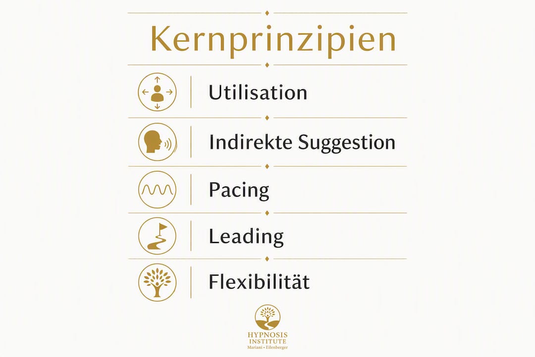 Übersichtsgrafik: Zentrale Prinzipien der Hypnose nach Milton Erickson