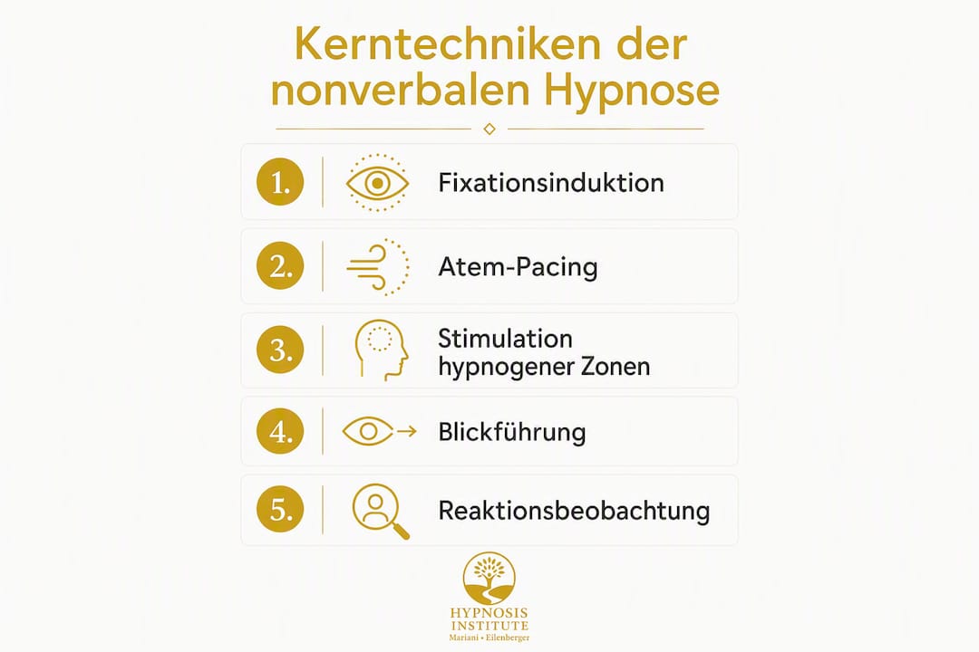 Grafik: Die wichtigsten Methoden der nonverbalen Hypnose auf einen Blick
