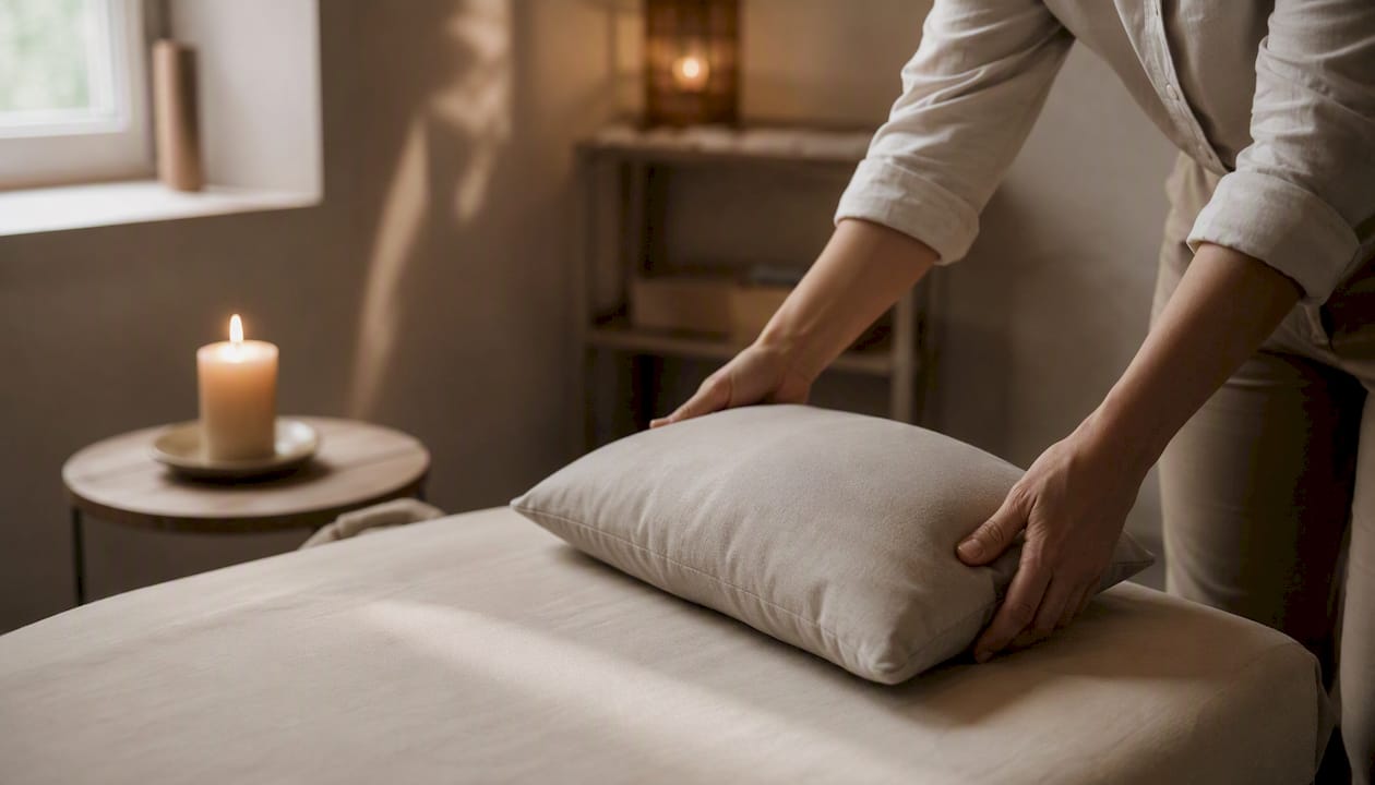 Im Therapieraum werden gerade Einwilligungsunterlagen sorgfältig vorbereitet.