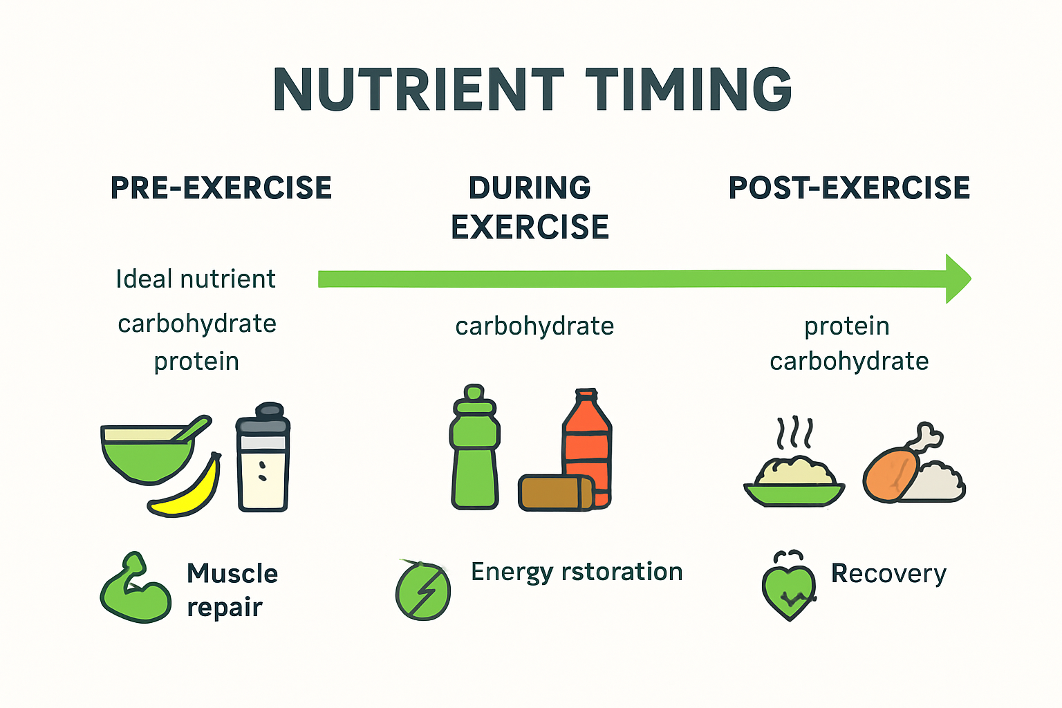 Infographic of nutrient timing phases and benefits