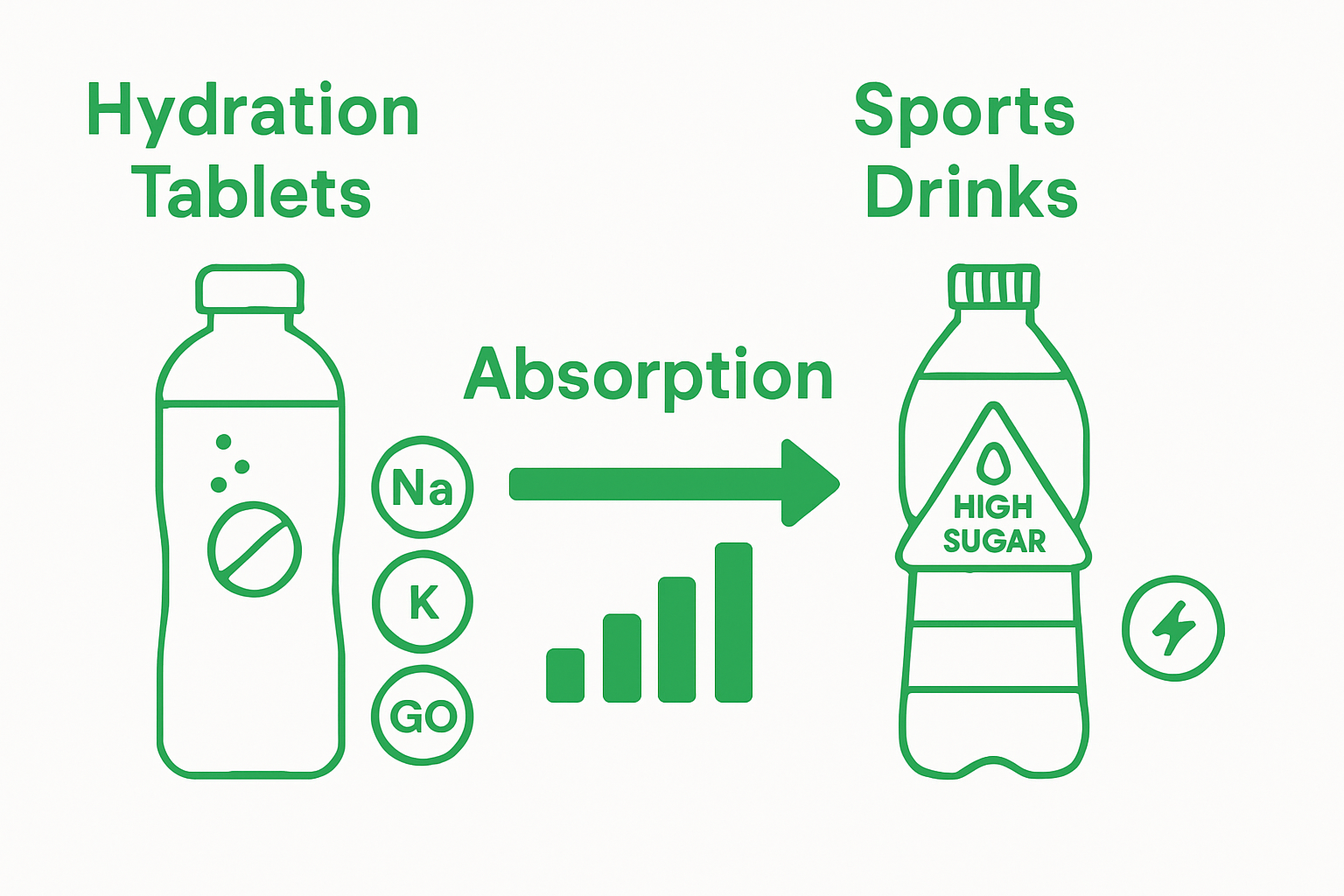 Hydration tablets vs sports drinks absorption infographic