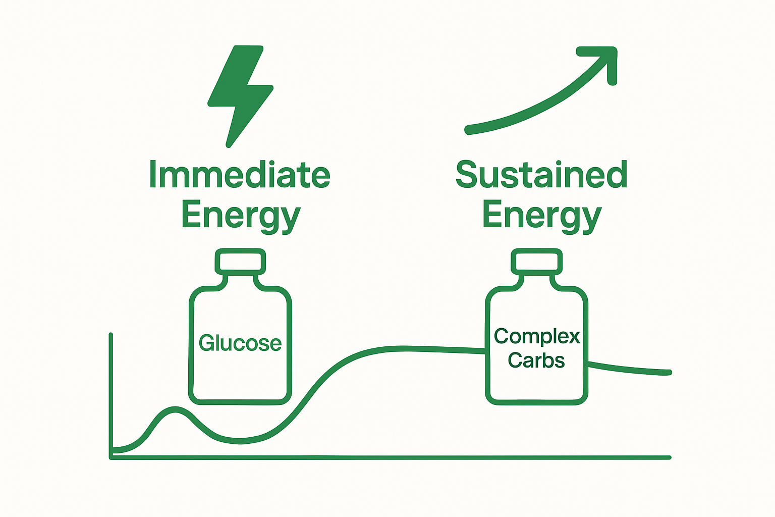 Infographic showing immediate vs. sustained energy from energy gels