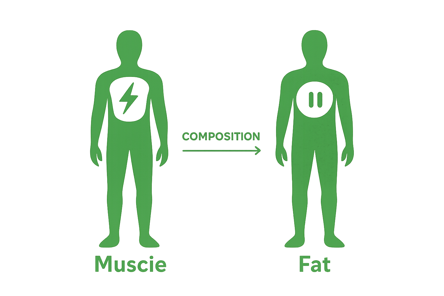Comparison of lean muscle and fat tissue in two simple silhouettes