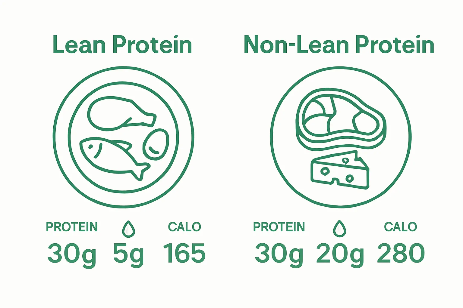 Lean protein vs non-lean protein comparison infographic