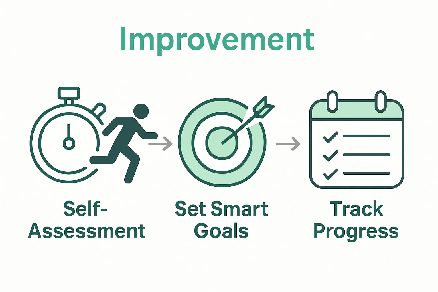 Infographic showing 3-step endurance improvement process with icons