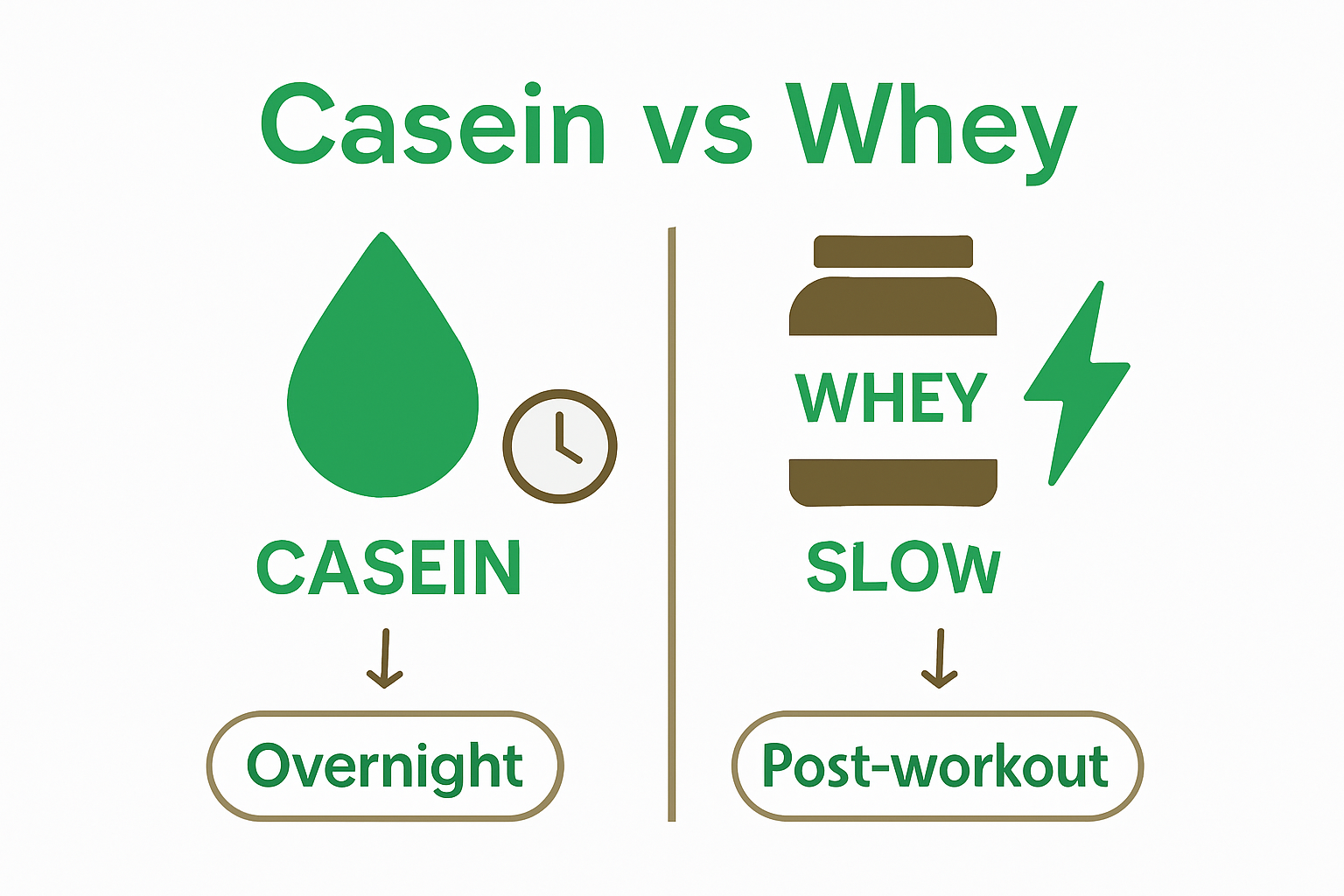 Infographic comparing casein and whey absorption
