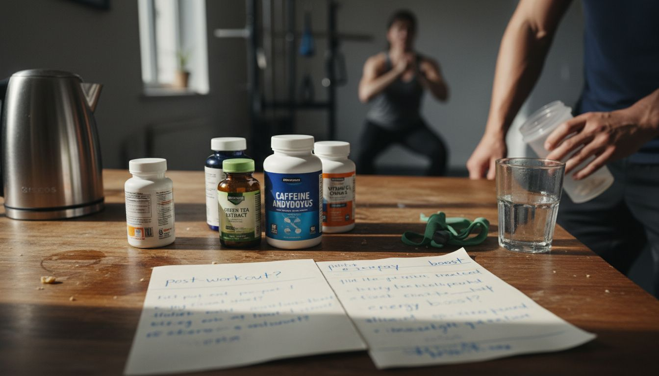 Various fat burner supplement bottles on table