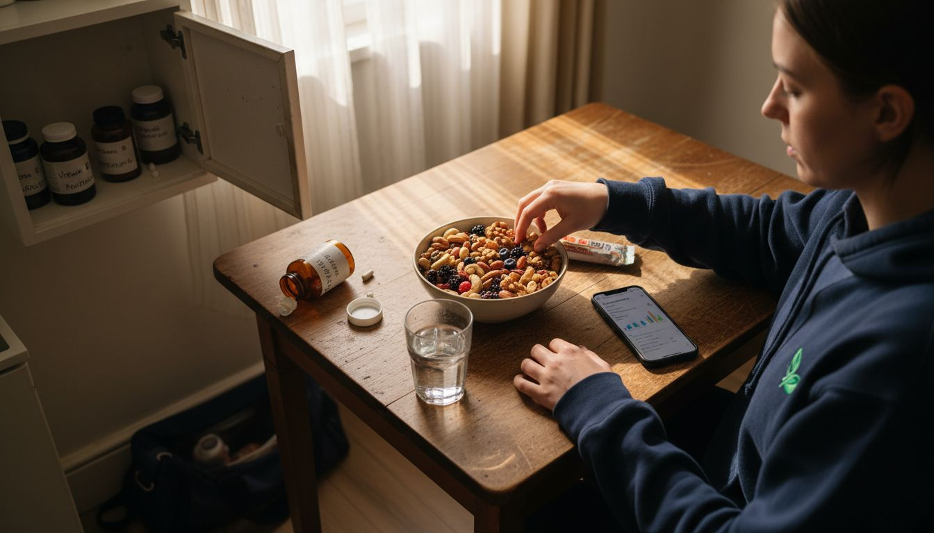 Person choosing micronutrient-rich nuts and berries