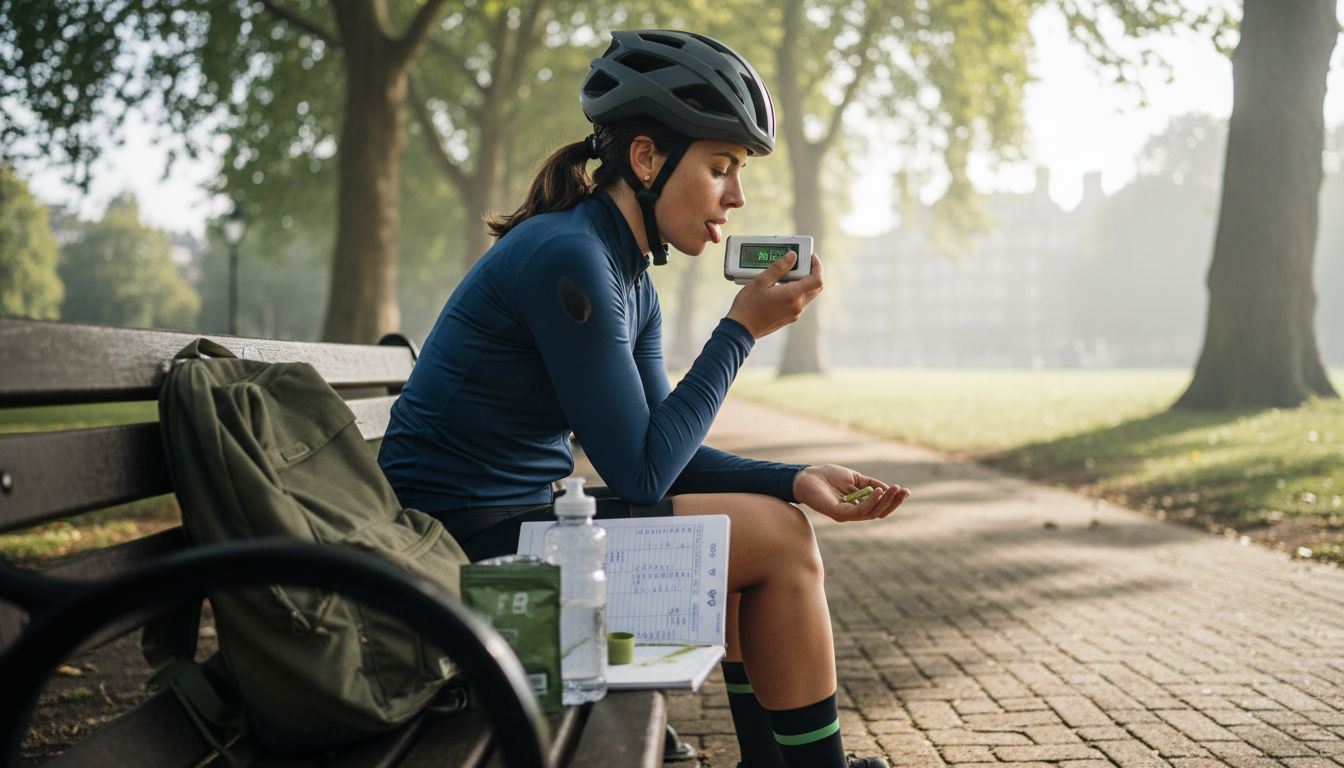 Athlete checking hydration during morning workout