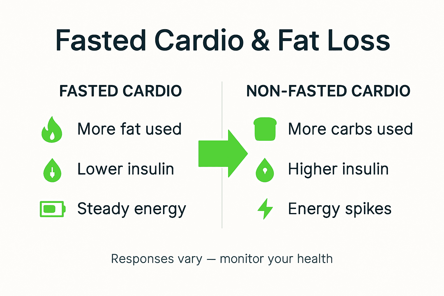 Infographic showing fat metabolism fasted vs non-fasted