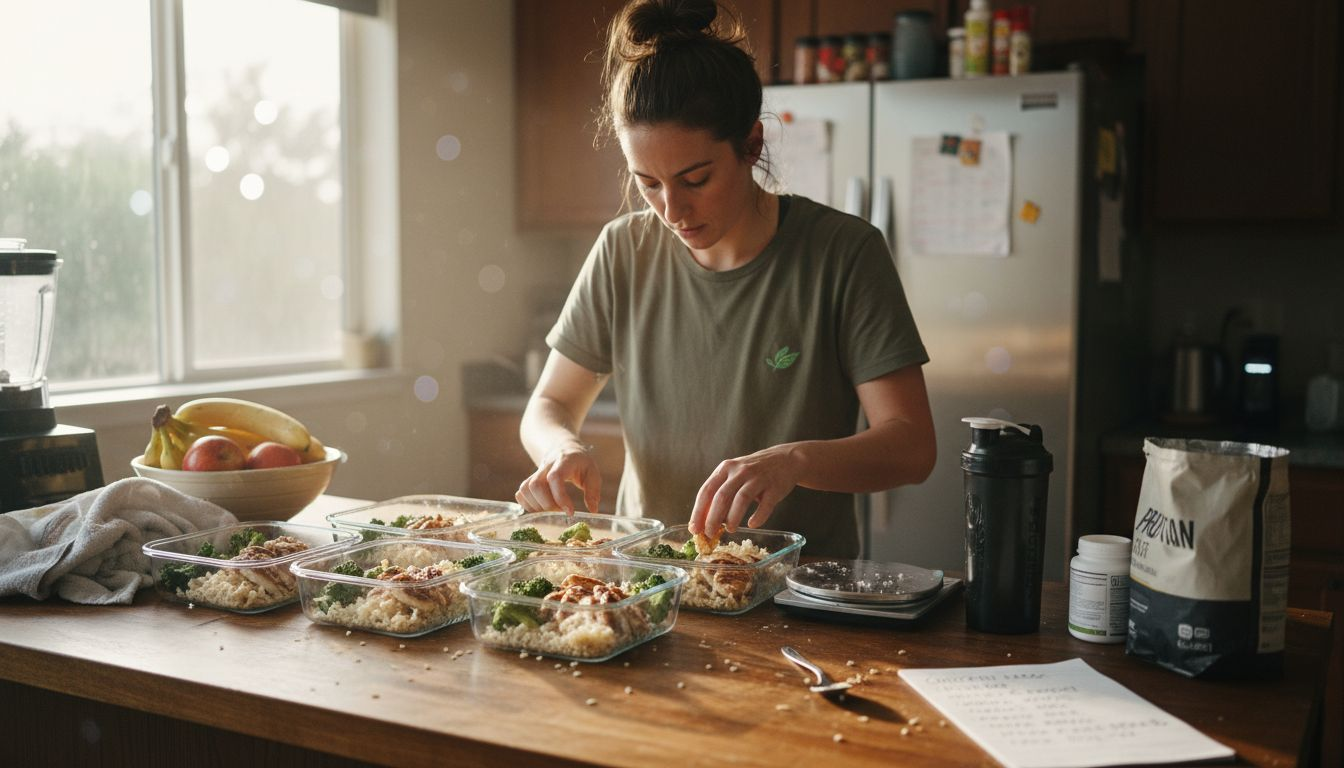 Woman prepping meals for bulking and cutting
