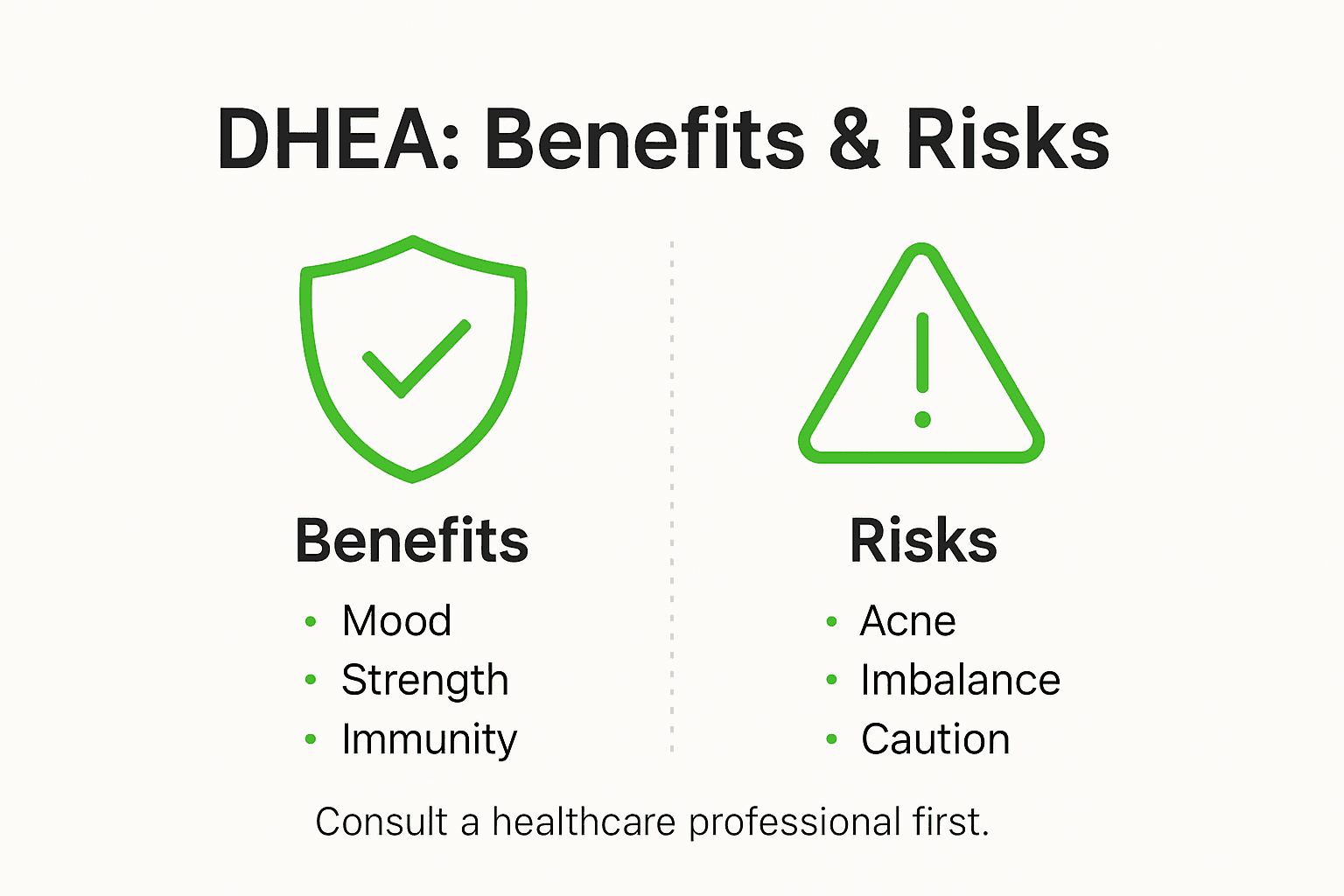 Infographic of DHEA benefits and risks