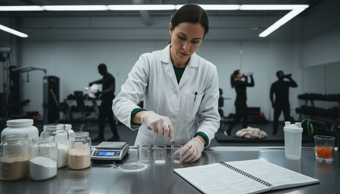Nutritionist preparing custom supplement formula in lab